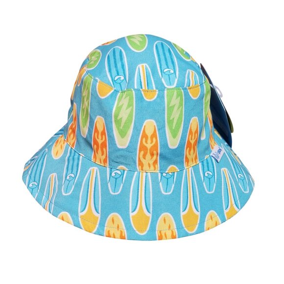 I Play Baby Bucket Sun Hat 9–18 Months Aqua Surfboard UPF 50+ - Picture 1 of 10